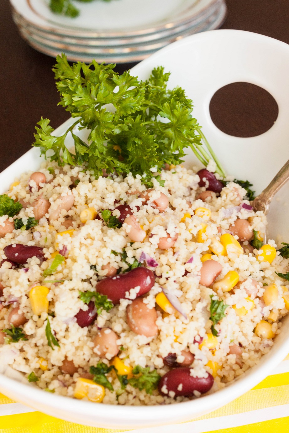 Tasty couscous with Vegetables, beans, and Jalapenos